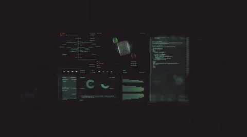 Ultra high resolution footage of futuristic data processing interfaces cloud Stock Footage