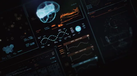 Ultra high resolution footage of futuristic interface with brain scanning Stock Footage