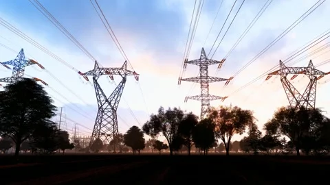 Ultra-high voltage power grids and towers Stock Footage 325763441