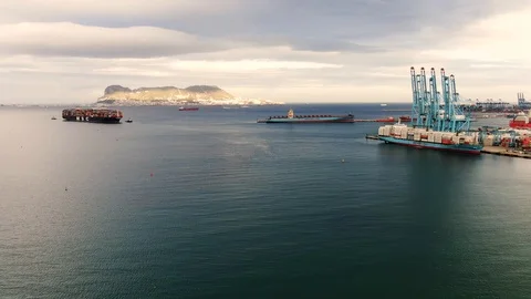 Ultra large Container Carrier entering to Algeciras port Stock Footage 118852352