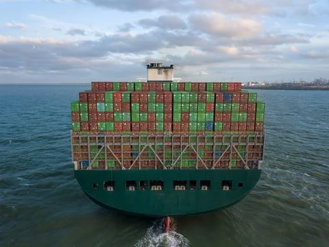 Ultra large container vessel Stock Photos