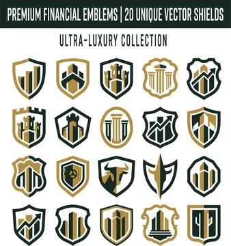 Ultra-luxury premium financial emblems and vector shields collection Stock Illustration