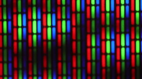 Ultra-macro shot of an old analog color TV screen. Stock Footage 301526791