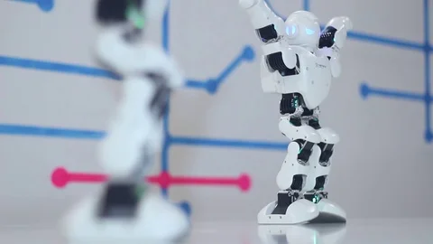 Ultra modern beautiful dancing robots Stock Footage 81787086