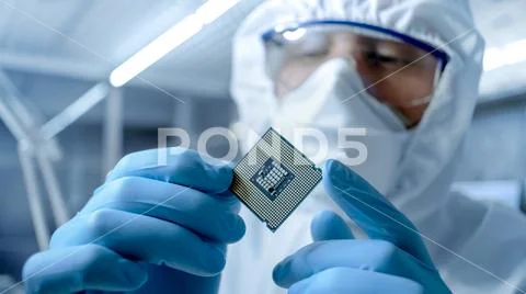 In Ultra Modern Electronic Manufacturing Factory Design Engineer in Sterile C Stock Photos