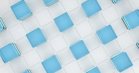 Ultra-modern light background with square sectors and cubes of glass, with refle Stock Illustration
