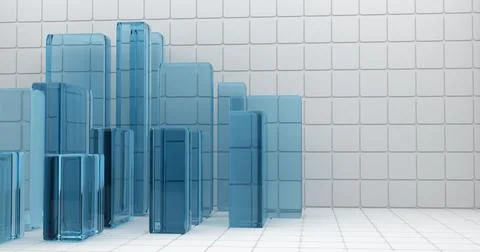 Ultra-modern light background with square sectors and cubes of glass, with refle Stock Illustration