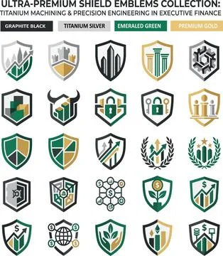 Ultra-premium shield emblems collection for finance and engineering イラスト素材