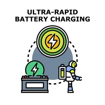 Ultra rapid battery charging technology concept with electric power Stock Illustration