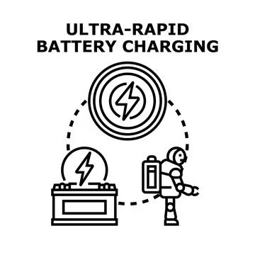Ultra rapid battery charging technology concept with electric power Stockillustratie