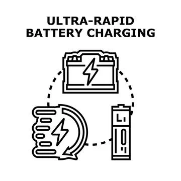 Ultra rapid battery charging technology concept icon Stockillustratie