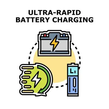 Ultra rapid battery charging technology concept icon Stockillustratie