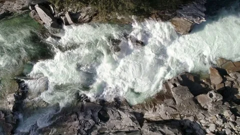 Ultra Real Nature Aerial of Raging Canyon River with Epic White Water Rapids Stock Footage