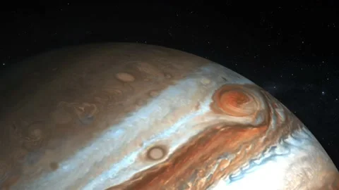 Ultra-realistic 3D Jupiter and stars. Jupiter from space. Видео 168003602