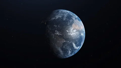 Ultra Realistic Earth in Space rotating and drifting away, stars in background Stock Footage 98480529