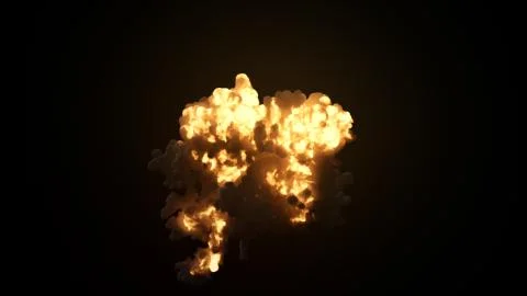 Ultra realistic explosion with thick black smoke on an isolated black backgro Stock Illustration