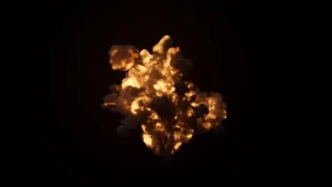 Ultra realistic explosion with thick black smoke on an isolated black backgro Illustrazione stock