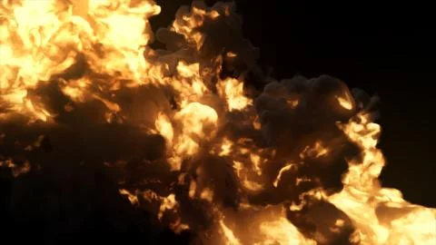 Ultra realistic explosion with thick black smoke on an isolated black backgro Stock Illustration