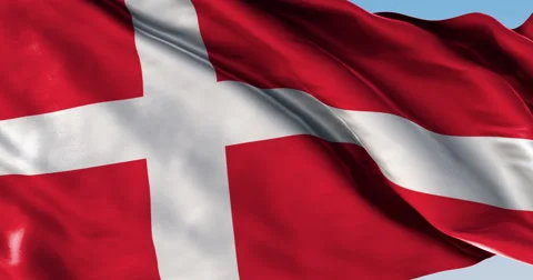 Ultra realistic looping flag: Denmark Stock Footage 61359654