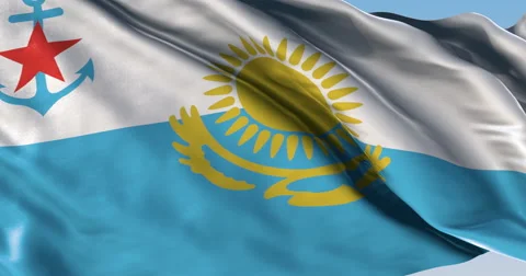 Ultra realistic looping flag: Kazakhstan Naval Stock Footage 61309853