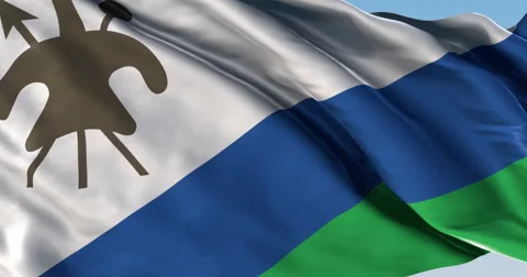 Ultra realistic looping flag: Lesotho Stock Footage 61245231