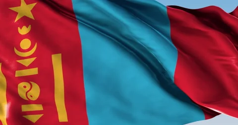 Ultra realistic looping flag: Mongolia Vídeos de archivo 61305779