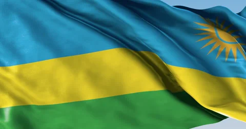 Ultra realistic looping flag: Rwanda Video stock 61337225
