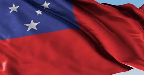 Ultra realistic looping flag: Samoa Stock Footage 61336856