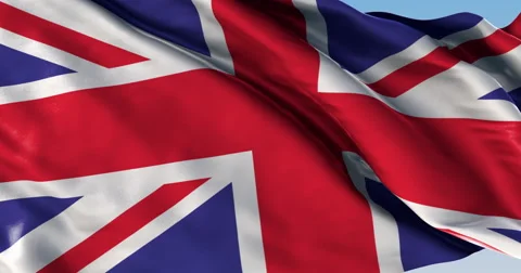Ultra realistic looping flag: United Kingdom UK Britain Stock Footage