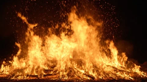 Ultra-Realistic Slow Motion Fire Footage, 4K High-Speed Flames Loop Stock Footage 324978495