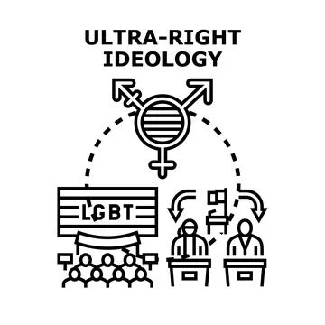 Ultra right ideology pushing back gender identity rights Stock Illustration