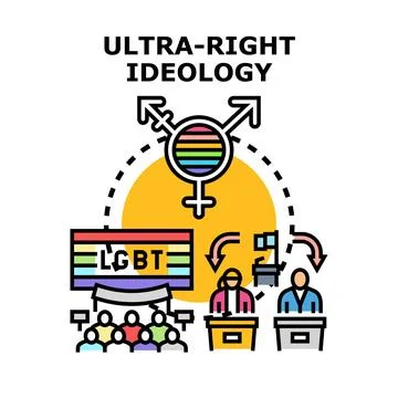 Ultra right ideology pushing back gender identity rights Stock Illustration