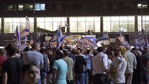 Ultra right wing protest release shooting soldier, Israeli flags, Tel Aviv Stock Footage 70726668