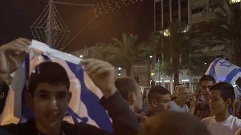Ultra right wing settlers protesters at Rabin Square, Tel Aviv, Israel Stock Footage 70727292