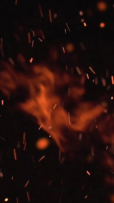 Ultra slow motion high speed shot of fire flames and glowing ash particles .. Stock Footage 255599655