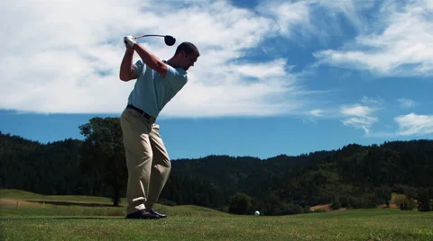 Ultra-slow motion shot of golfer teeing off Stock Footage 59527088
