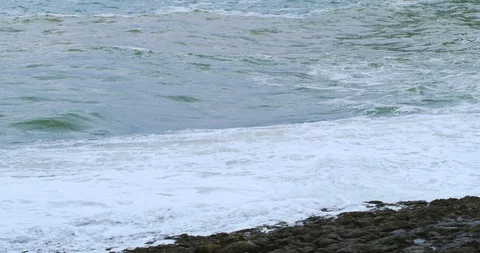 Ultra slow motion waves at see. Harsh weather. Stock Footage 90993990