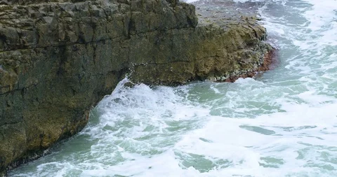Ultra slow motion waves at see. Harsh weather. Stock Footage 90994319