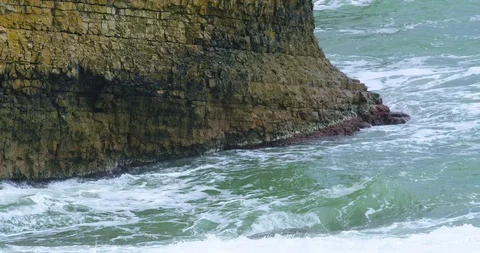 Ultra slow motion waves at see. Harsh weather. Stock Footage 91007997