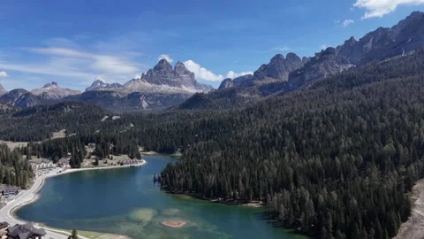 Ultra Stabilized Vertical Ascent Unveiling Panoramic View of the Dolomit Video stock 341193067