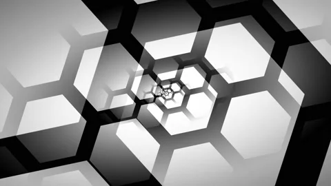 An ultra-thin network of black hexagons on a white background. Stock Footage 234590672