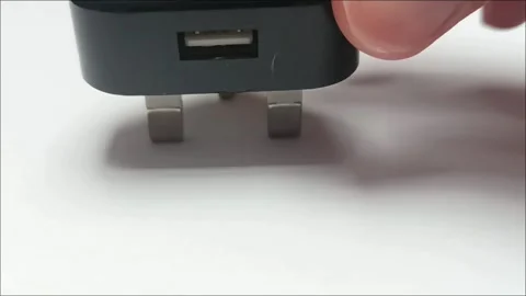 Ultra Thin UK Plug 3 Pin USB Wall Charger Adapter Stock Footage 336472902