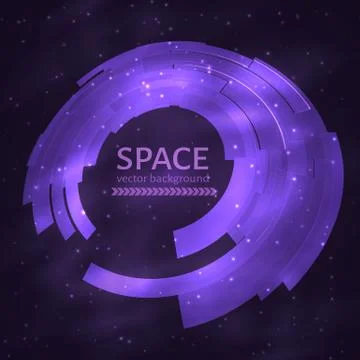 Ultra violet space abstract circle background. UFO cosmic vector illustration Stock Illustration