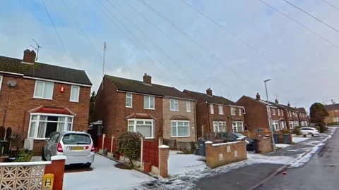 Ultra Wide Angle 360 View of Luton City After Snow Fall Video stock 327851394