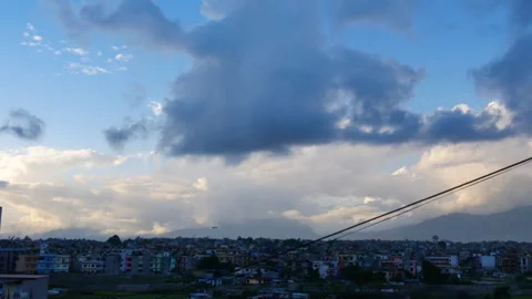 Ultra wide angle shot of an airplane taking off from an airport Stock Footage 258664485