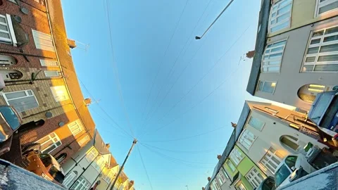 Ultra Wide Angle View of British City During Car Drive Stock Footage 326307680