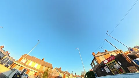 Ultra Wide Angle View of British City During Car Drive Vídeos de archivo 326307695