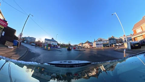 Ultra Wide Angle View of British City During Car Drive Stock Footage 326310713