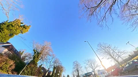 Ultra Wide Angle View of British City During Car Drive Stock Footage 326311876
