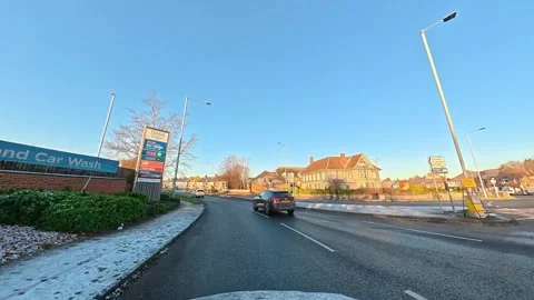 Ultra Wide Angle View of British City During Car Drive Stock Footage 326312736
